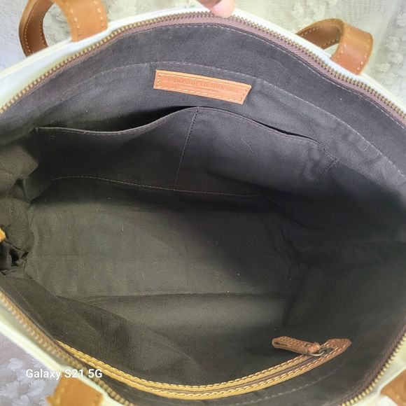 Sepiring Indonesia Girl Birds Of Paradise Floral Fabric Leather Tote Hawaii RARE - Picture 4 of 10